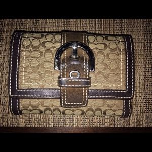 Coach Brown Signature Trifold Wallet