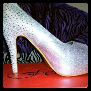 Sliver bling heels