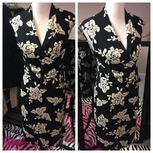 Reserved Black n white wrap dress