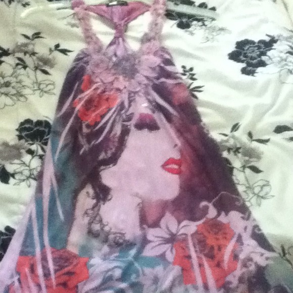 Purple designed summer dress