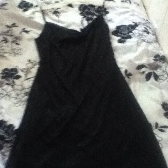 Black sparkle spaghetti strap evening dress