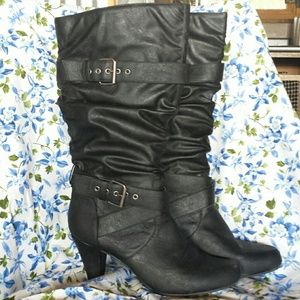 Tall Slouch Boots with buckles