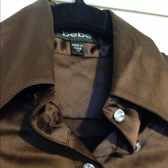 Bebe Silk Top with Rhinestone Buttons - Picture 2 of 3