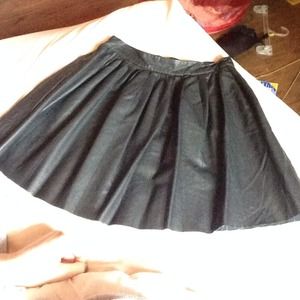 Pleated Faux Leather Skirt