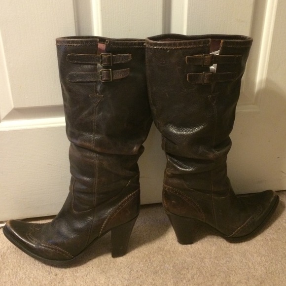 Bronx Brown Leather Cowgirl Boots Size 41
