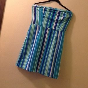 Blue,green,white reversible dress.