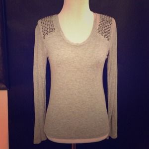 Grey studded shoulder Zara top