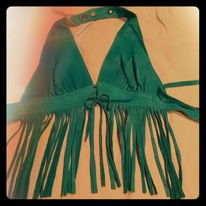 Turquoise leather halter