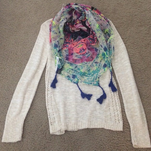 Forever 21 multicolored tassle scarf