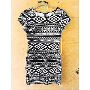 Black and white tribal print bodycon dress