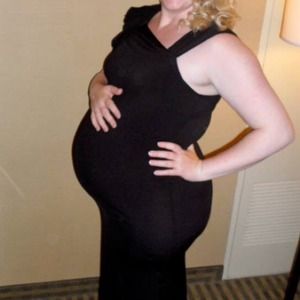 Maternity floor-length one-shoulder gown