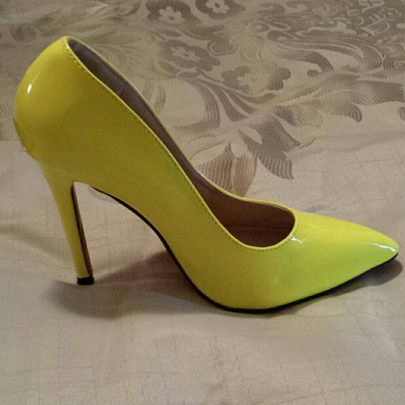 Yellow heels with red bottom!