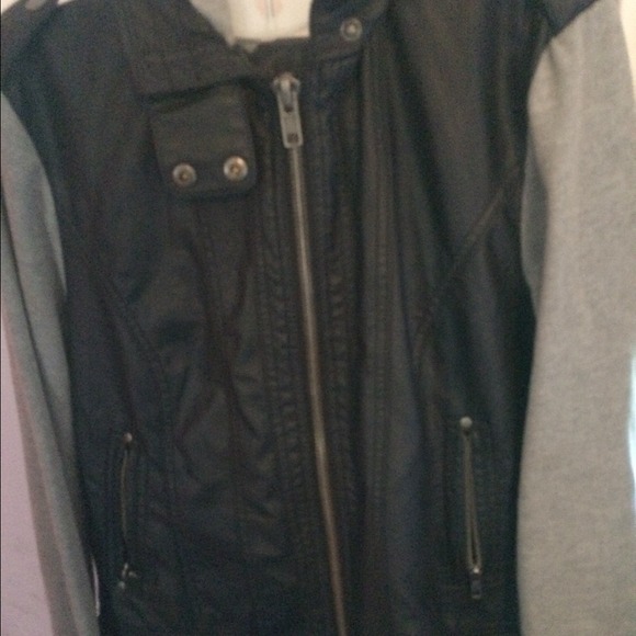 Forever 21 half sweater half leather jacket