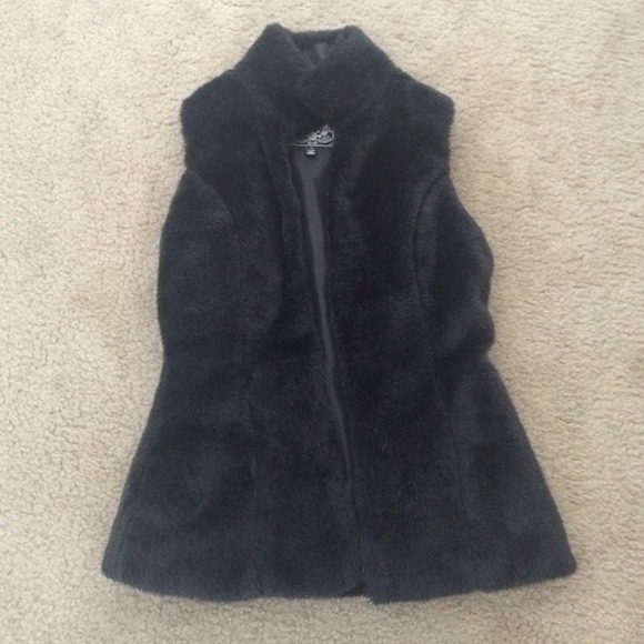 Furry black vest - perfect for layering!