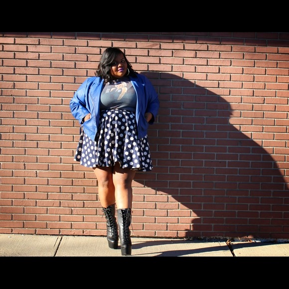 Navy/Ivory Poka Dot Skater Skirt