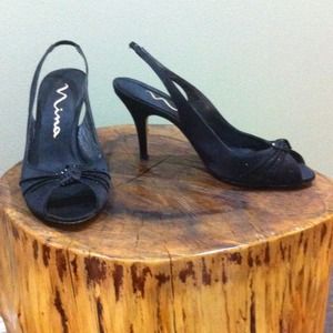 Nina Shoes - Black Peeptoe Pumps