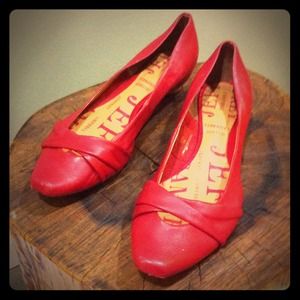Jeffrey Campbell Red Leather Flats