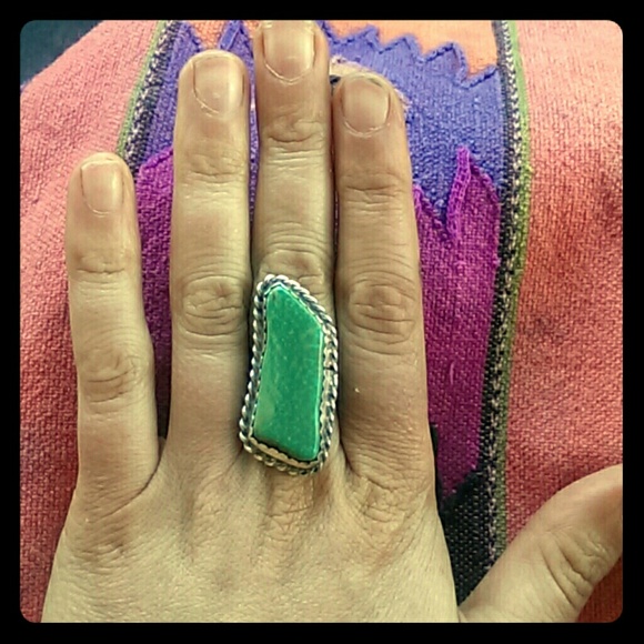 Huge Navajo turquoise ring! Dead pawn sz7 sterling
