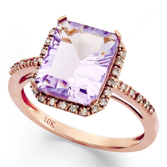 Amethyst, diamond and rose gold ring PRICE FIRM