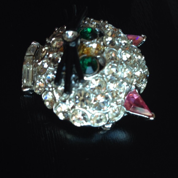 VINTAGE RHINESTONE CAT HEAD BROOCH - Picture 4 of 4