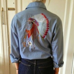 Vintage embroidered button-up