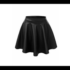 Black faux leather skater skirt