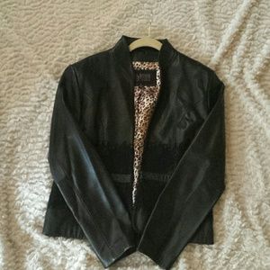 Wilson's black leather jacket w/lace detail