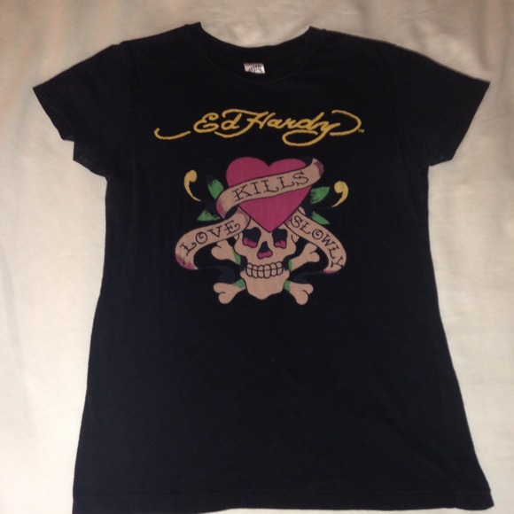Ed Hardy black t-shirt in sz M