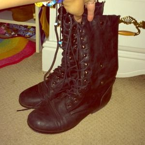 black lace/zip up combat boots