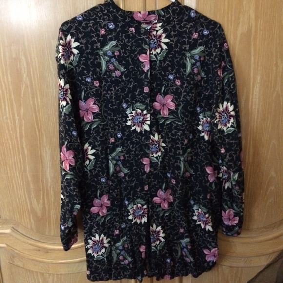 Vintage Long Sleeve Floral Blouse