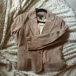 Blazer style Leather snake embossed  jacket