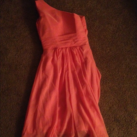 Coral chiffon dress. NWOT. Never worn. - Picture 2 of 2