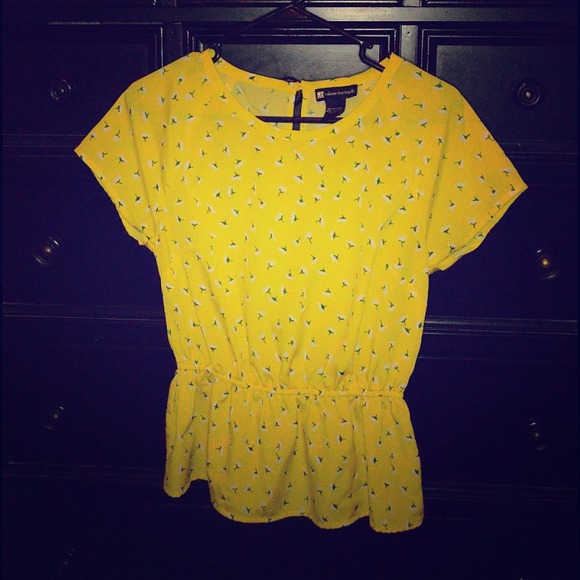 Yellow Floral Peplum Top