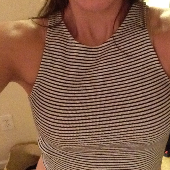 Striped crop top racer front