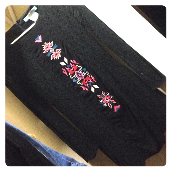 Lace/Crochet Black dress with Aztec pattern