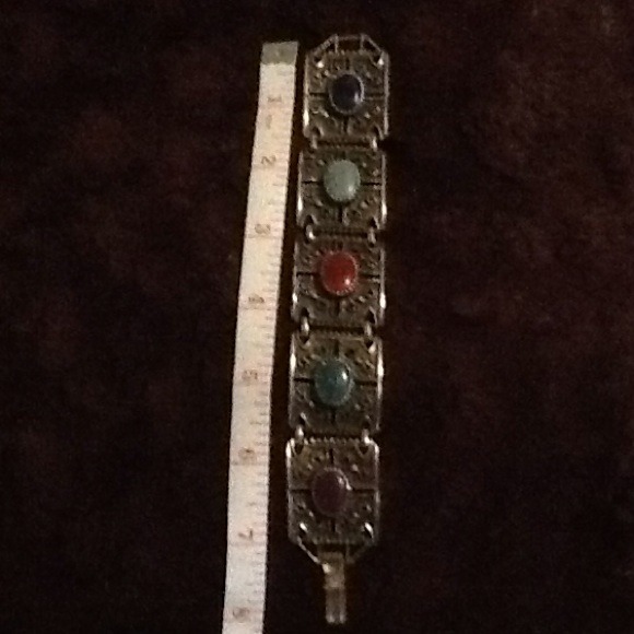 VINTAGE 7" multi colored stone bracelet
