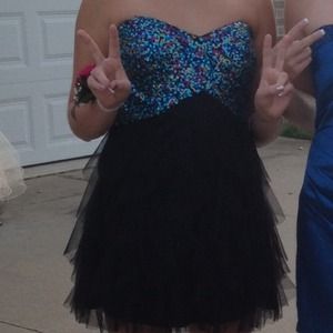 Sparkly and black cutout homecoming dress