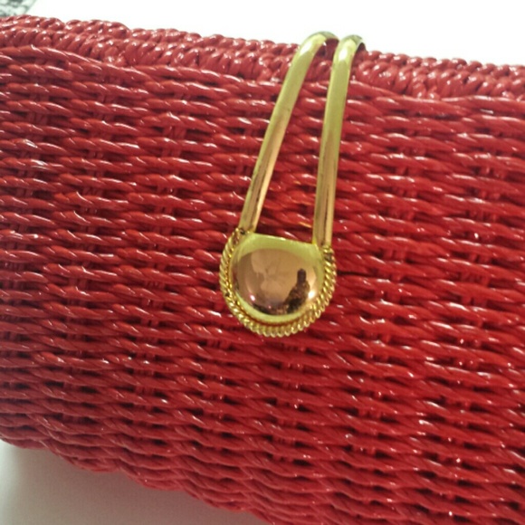 Red Vintage Basket Weave clutch purse