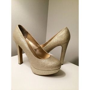 Gold Glitter Heels