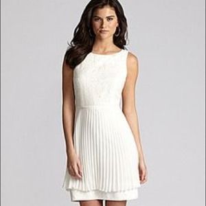 Gianni Bini White Lace Pleated Cocktail Dress