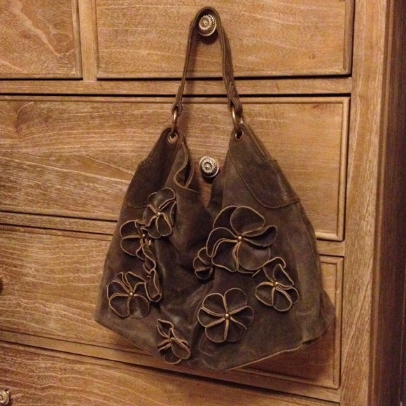 Brown suede satchel purse