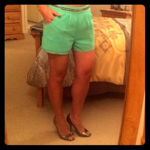 💎PRICE CUT💎 Aqua Shorts with metallic trim waist