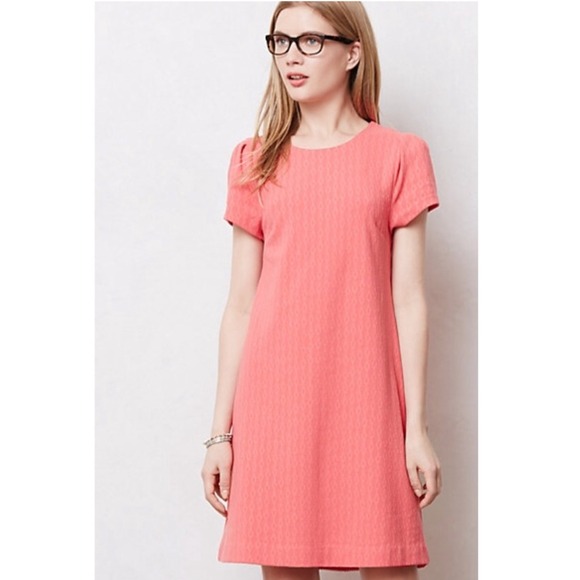 Anthropologie Maeve Shift Dress in Coral