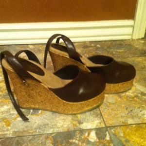 Brown wedges with cork heel
