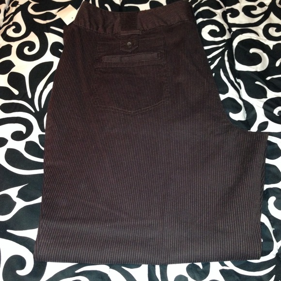 Dark brown pinstriped pants!
