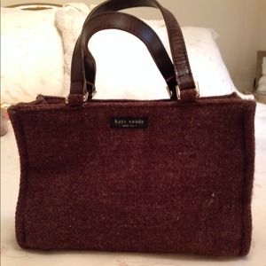 Vintage Kate Spade brown wool tweed top handle bag