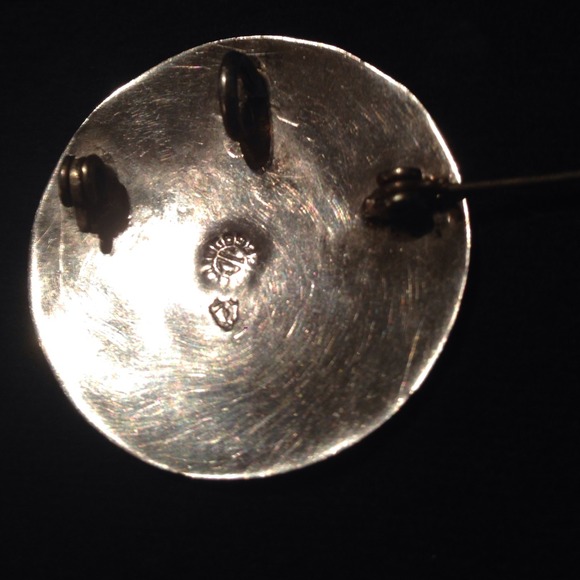 .925 STERLING TURQUOISE MEXICAN WARRIOR PIN PENDA - Picture 2 of 3