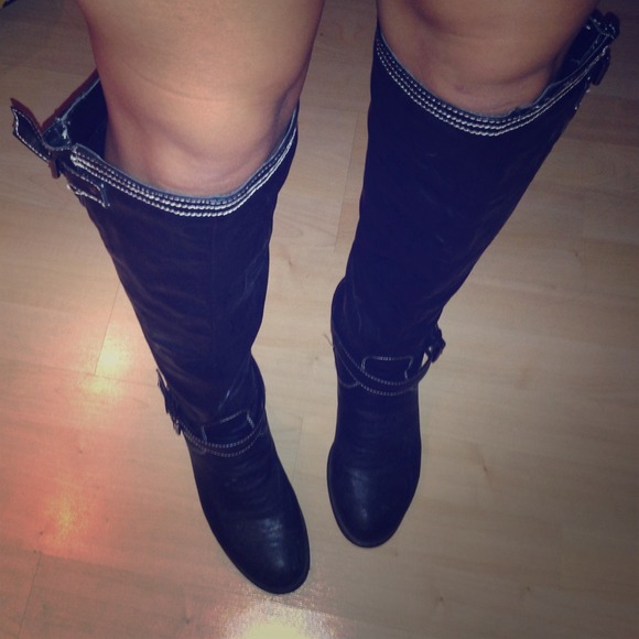Black knee high boots