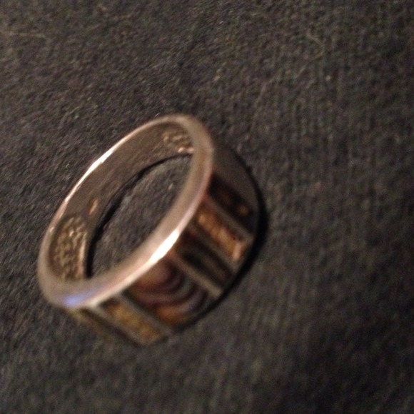 SILVER .925 ABALONE INLAY BAND SZ 8.25 4.9 g - Picture 3 of 4