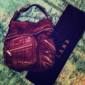 L.A.M.B. Zippers Leather Handbag